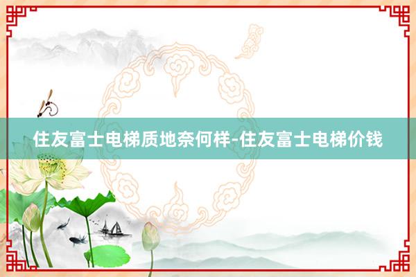 住友富士电梯质地奈何样-住友富士电梯价钱